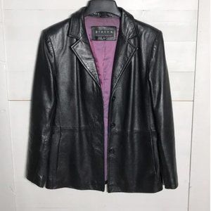 Black leather blazer jacket